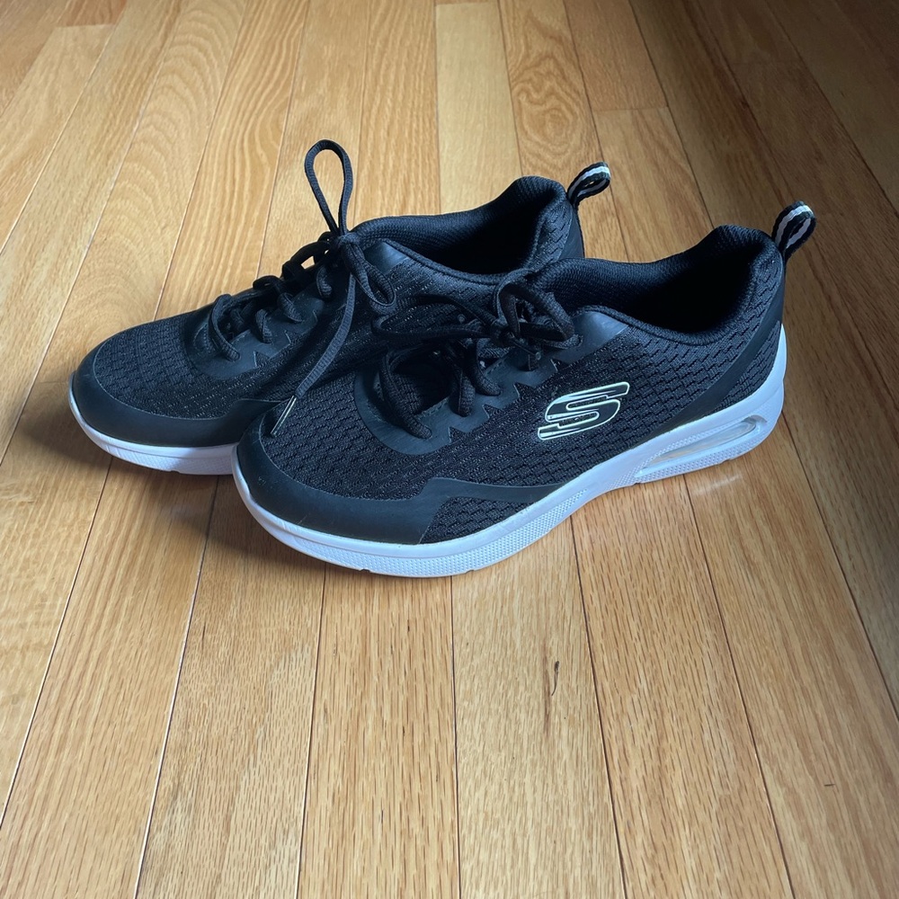 Skechers Black Athletic Sneakers with White Soles